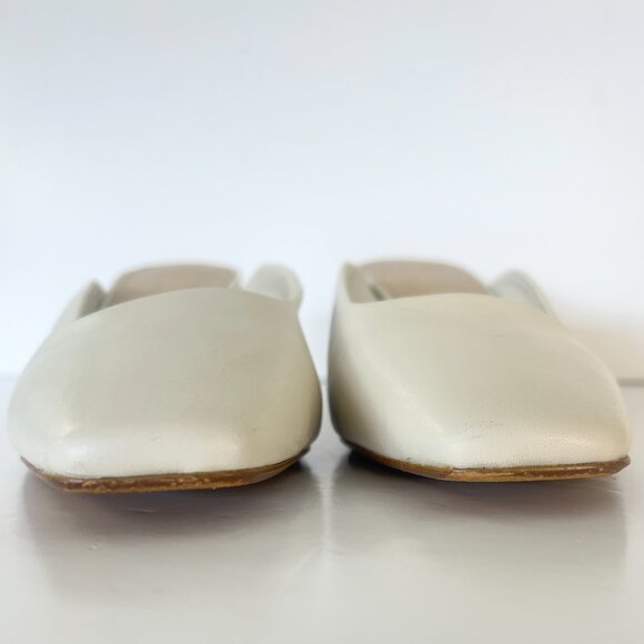 Sz 7.5 Aldo Brerwen White Leather Square Toe Block Heel Slip On Mule Shoes‎ - Picture 3 of 15